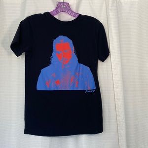 Size xs tee, post malone shirt, black/blue/red, soft fabric